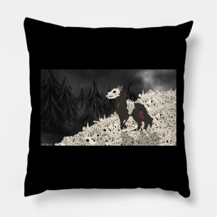 Apocalyptic Zombie Dog on Bone Pile Pillow