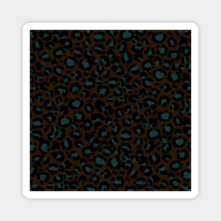 Leopard Pattern in Dusky Blue on Dark Coffee Magnet