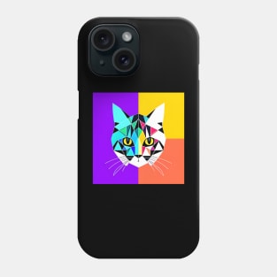 cat geometric colorful pet kitten simple cute Phone Case