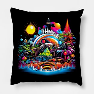 Neon Paradise Color Sunset Funny Pillow