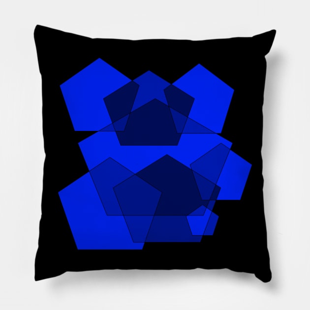 blue pentagon Pillow by Fast Art