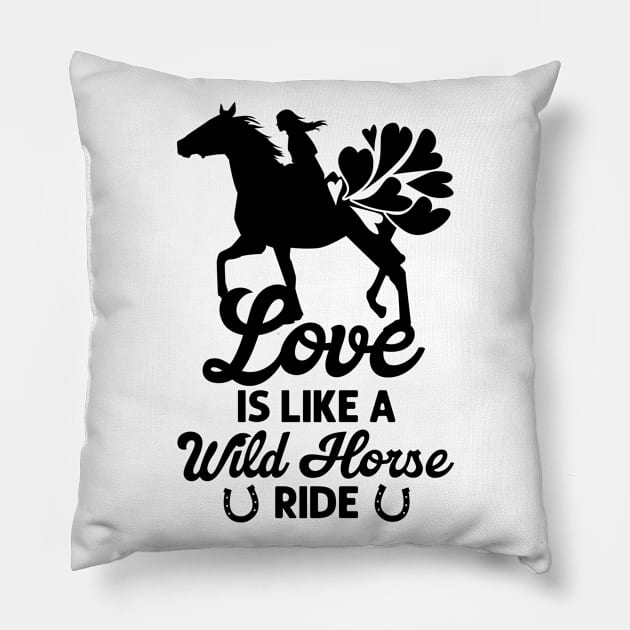 Valentine's Day Horse Riding Love Horse Silhouette Pillow by Tom´s TeeStore