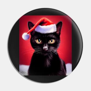 Meowy Christmas Black Cat Pin