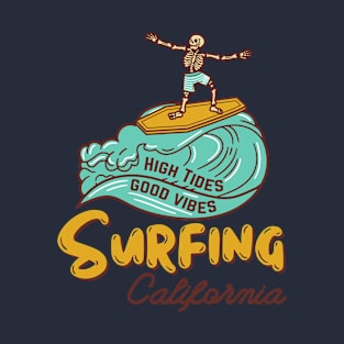 Colorful Retro Summer Surfing California T-Shirt