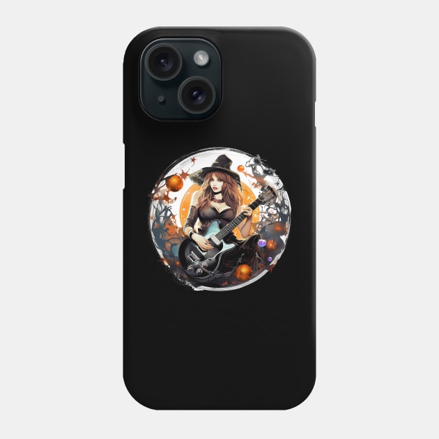 Electric Spellcaster: The Seductive Halloween Guitar Witch Phone Case by Iron Creek