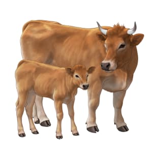 Aubrac Cow and Cute Calf T-Shirt