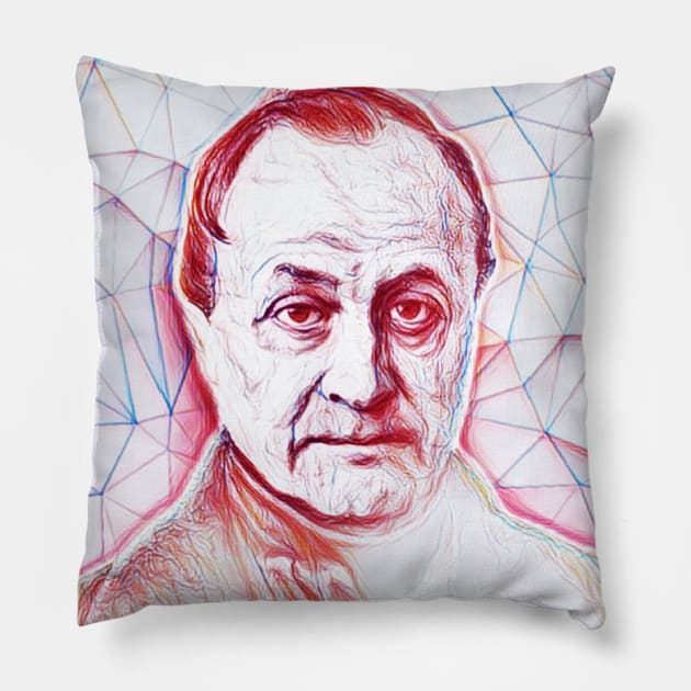 Auguste Comte Portrait | Auguste Comte Artwork | Line Art Pillow by JustLit