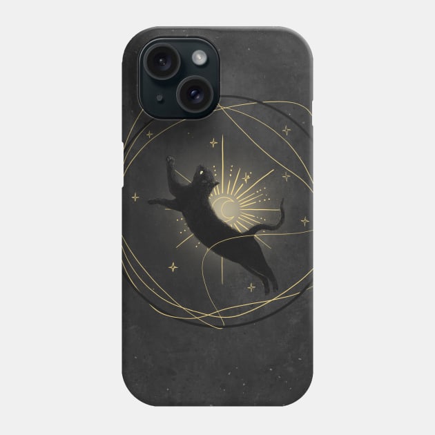 Cosmic black cat Phone Case by kodamorkovkart