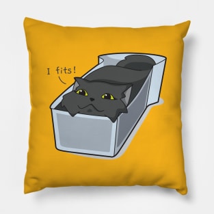 Cute black cat in a container funny design Pillow