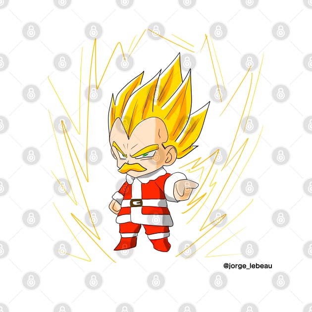 Santa Vegeta in super saiyan christmas in dragonball by jorge_lebeau