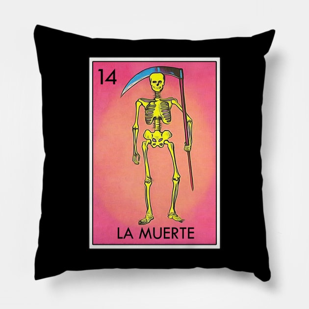 Loteria La Muerte Mexican Icon Pillow by Cabezon