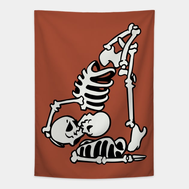 Skeleton Acroyoga Tapestry by huebucket