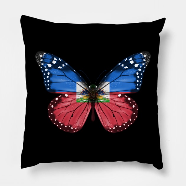 Haitian Flag  Butterfly - Gift for Haitian From Haiti Pillow by Country Flags