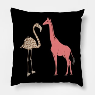Funny Flamingo Giraffe Pillow