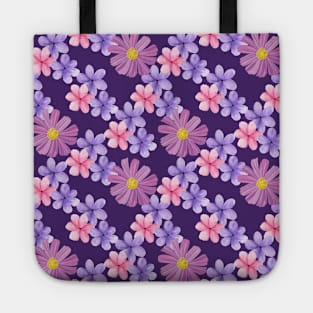 Diseño flores rosas y moradas Tote