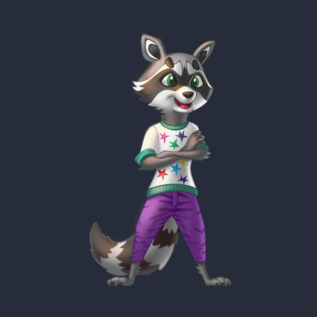 Stylish raccoon in violet pants by Taya_art