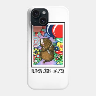 Happy Guinea Pig With Balloons - Sunshine Day - Black Outlined Version Phone Case