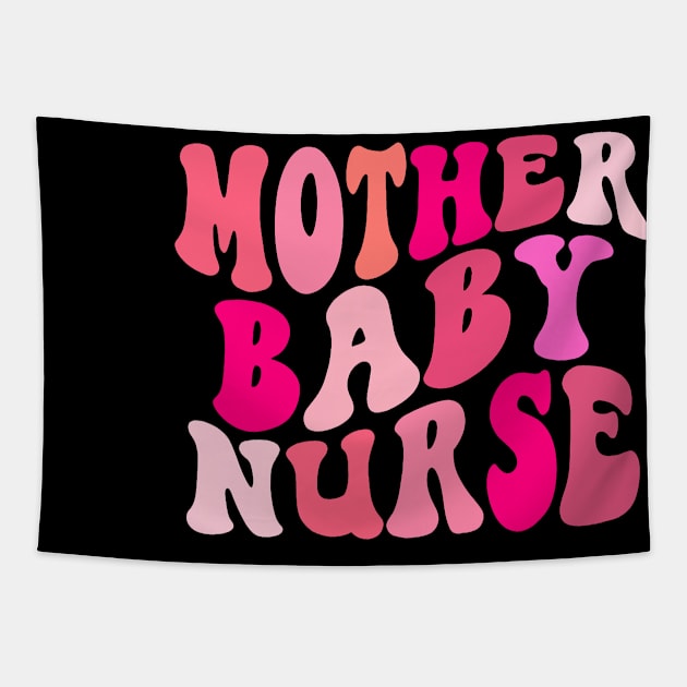 Retro Groovy Mother Baby Nurse Squad Happy Valentines Day Tapestry by jadolomadolo