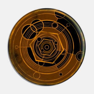 Weathered Clockwork - Orange (Gallifreyan inspired) Pin