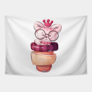 Queen Cat Funny cartoon concept art Tapestry