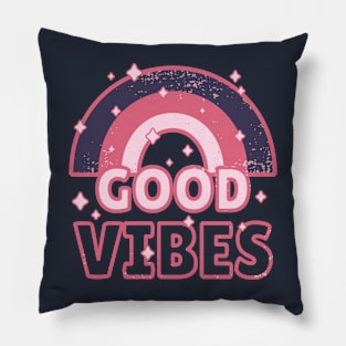 Pink Rainbow and Good Vibes Pillow