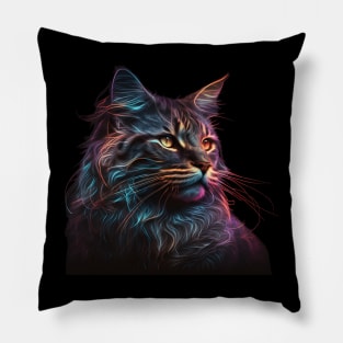 Neon Main Coon Cat Pillow