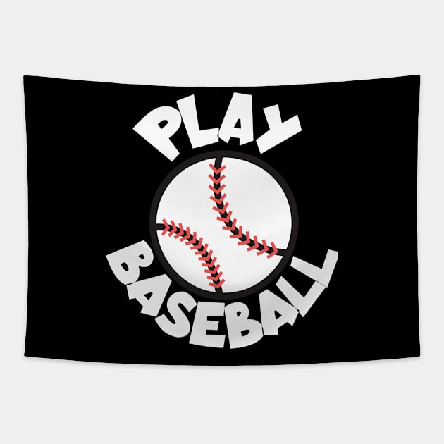 Play baseball white Tapestry by maxcode