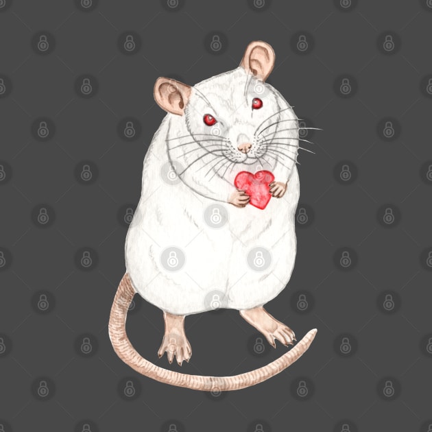 Albino Rat with Heart by WolfySilver