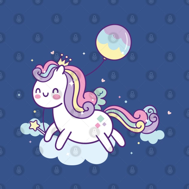 Kawaii Rainbow Unicorn Pony Cute Magic Horse by RetroGeek