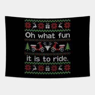 Ugly Christmas Sweater Fun to Ride a Moped Scooter Tapestry