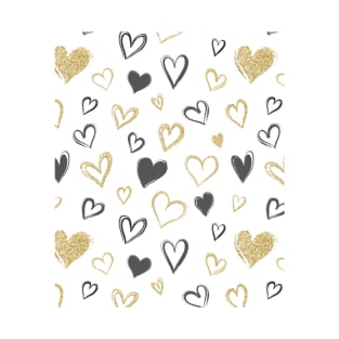 Black and Gold Hearts | Love | Abstract Hearts T-Shirt