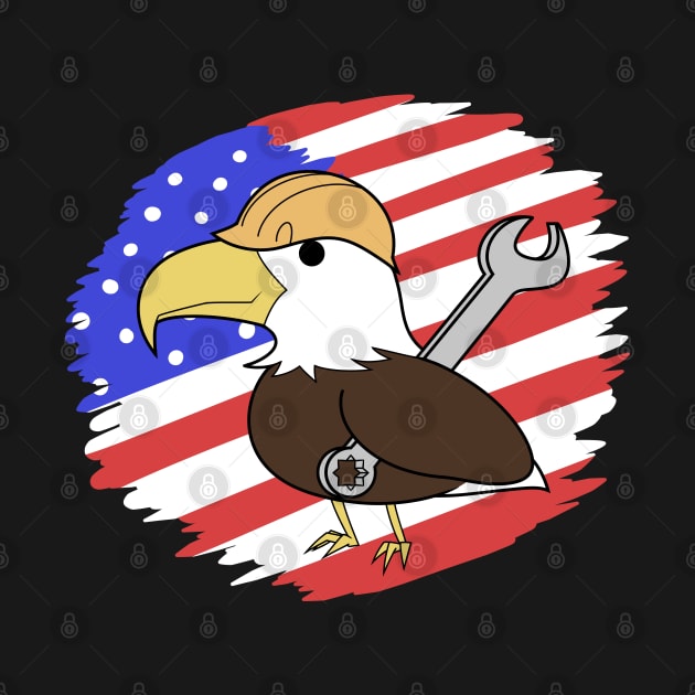 US Flag Labor Day Cute Bald Eagle by Zeeph