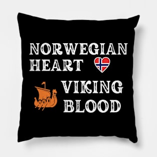 Norwegian Heart Viking Blood. White text.  Gift ideas for historical enthusiasts. Pillow