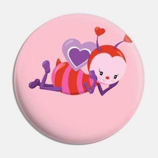 Cute Bee Valentine's day Design Pin
