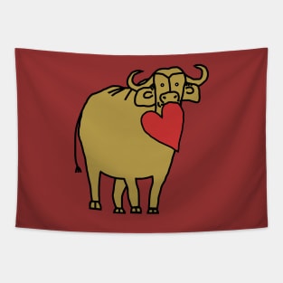 Gold Ox With Red Heart Valentine on Valentines Day Tapestry