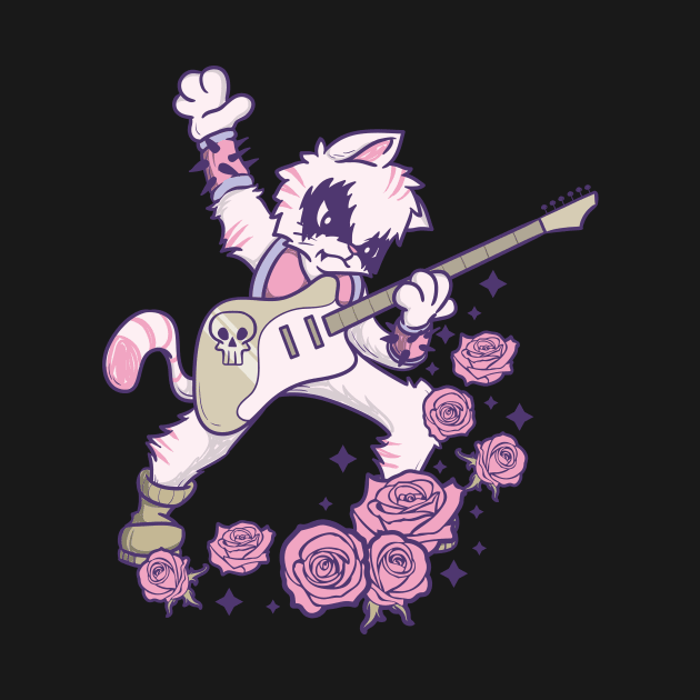 Pastel Goth Kawaii Heavy Metal Cat Guitarist Guitar Playing by TellingTales