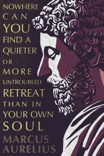 Marcus Aurelius Inspirational Quote: A Quieter or More Untroubled Retreat Magnet