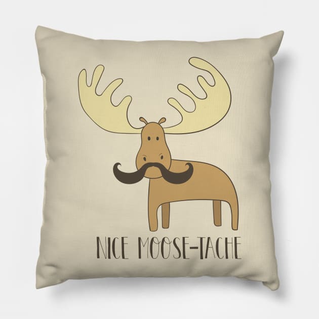 Moosetache Pillow by Dreamy Panda Designs