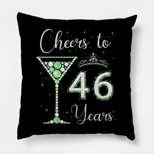 Cheers to 46 Years Old 46th Birthday Women Queen Bday Pillow