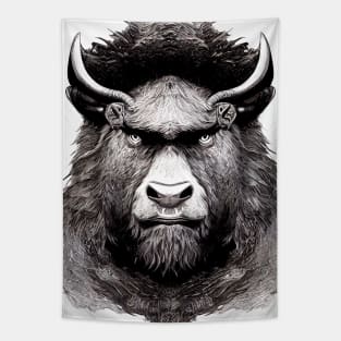 Bison Buffalo Animal Wild Nature Illustration Line Epic Illustration Line Art Tapestry