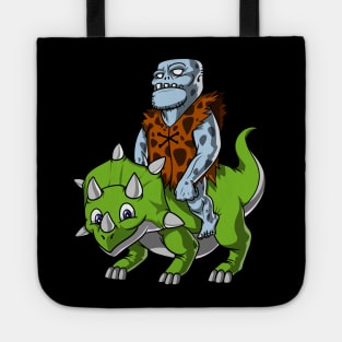 Zombie Riding Triceratops Dinosaur Tote