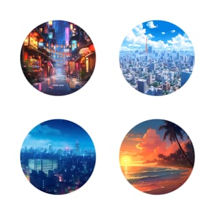 Anime Landscapes Pack - Anime Stickers T-Shirt