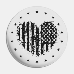 Star-Spangled Splatter: Patriotic Flag and Heart Shaped Design Pin