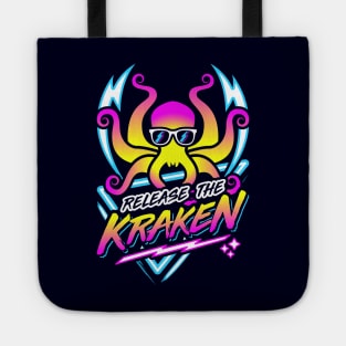 Release The Kraken Retro Neon Synthwave 80s 90s Tote