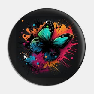 Cosmic Butterfly Two Splatter Paint Pin