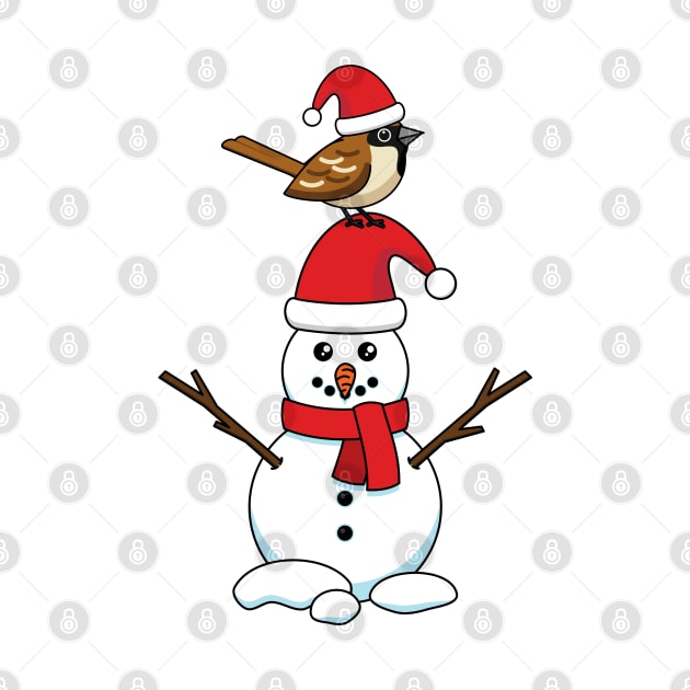 Cute Sparrow on Snowman by BirdAtWork