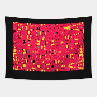 Vibrant pink background, black and yellow spots design Tapestry