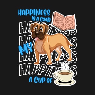 Happiness Is Boxers Books Coffee Cute Boxer Dog Lover T-Shirt