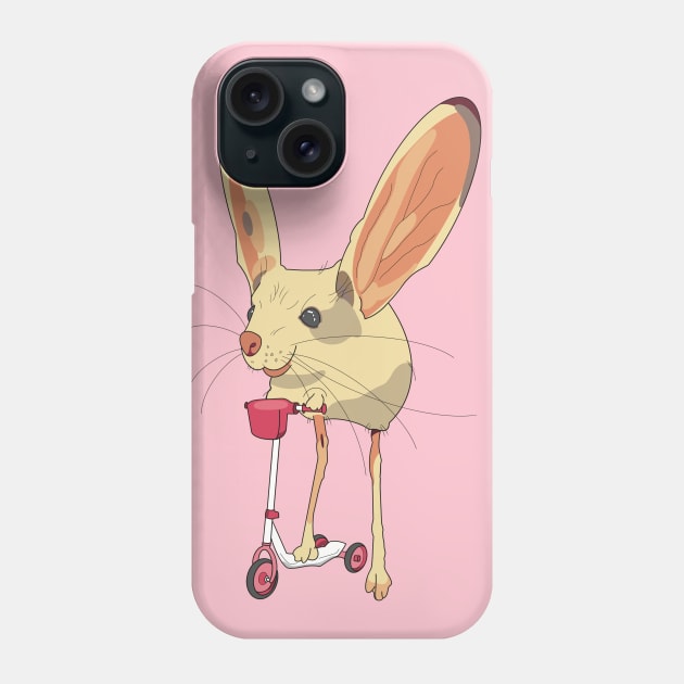 Jerboa rodent mouse riding a pink scooter Phone Case by Fruit Tee