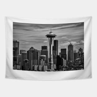 Seattle Skyline In Black And White Tapestry